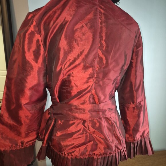 Light Weight Shiny Red Blazer with Belt (M) - Picture 2 of 4